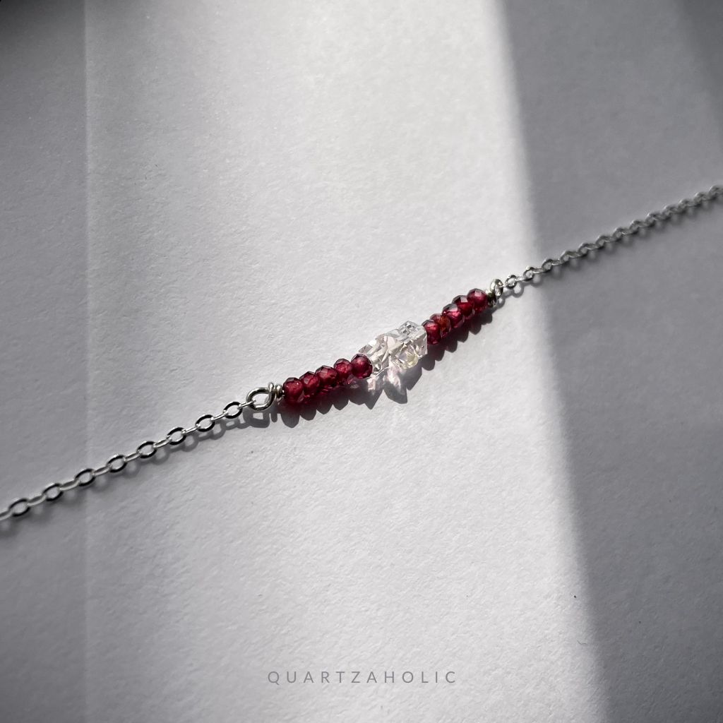 Dây Chuyền Line Garnet x Herkimer Diamond