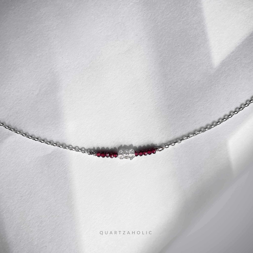 Dây Chuyền Line Garnet x Herkimer Diamond