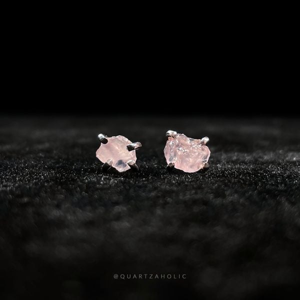  Bông Tai Stud Rose Quartz 