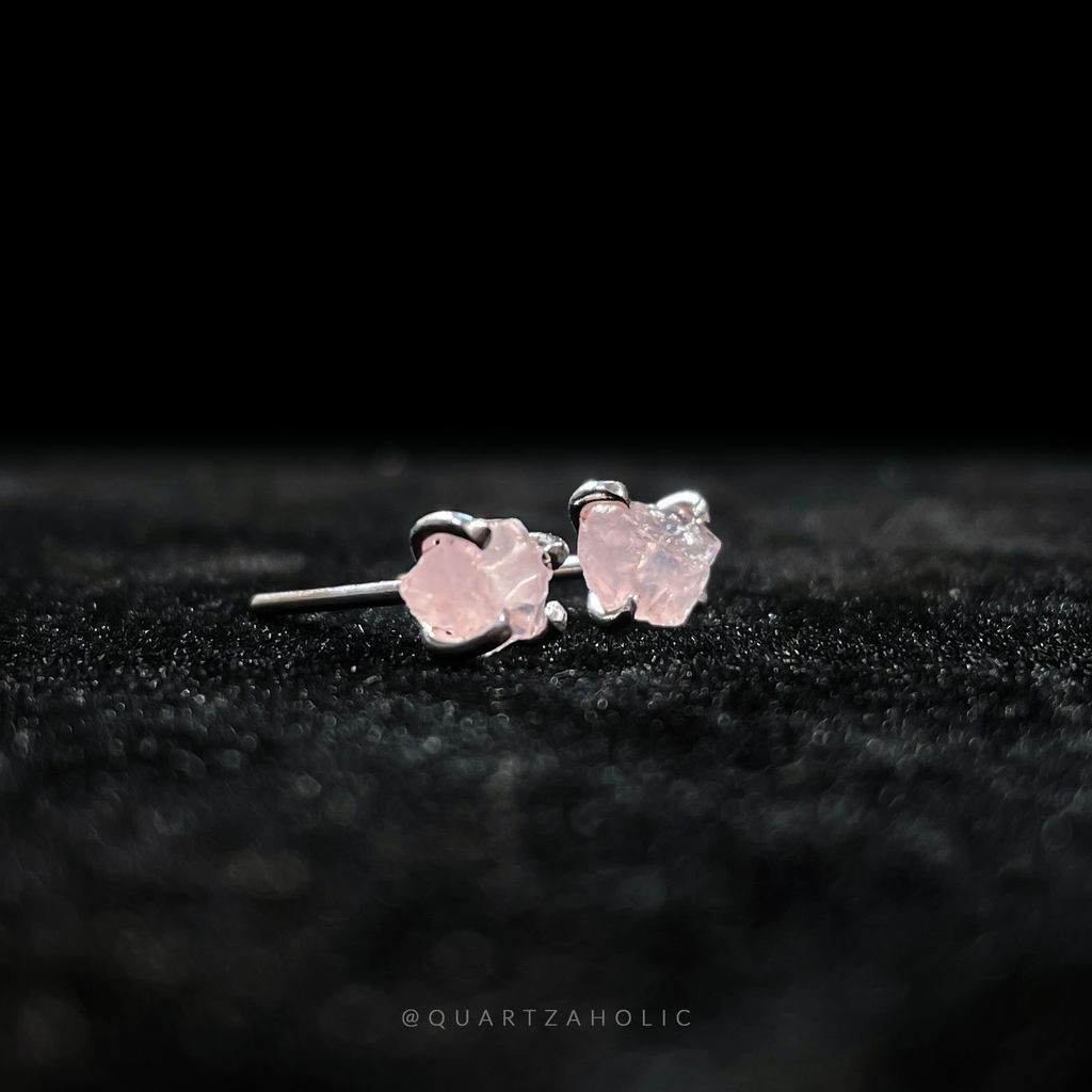 Bông Tai Stud Rose Quartz