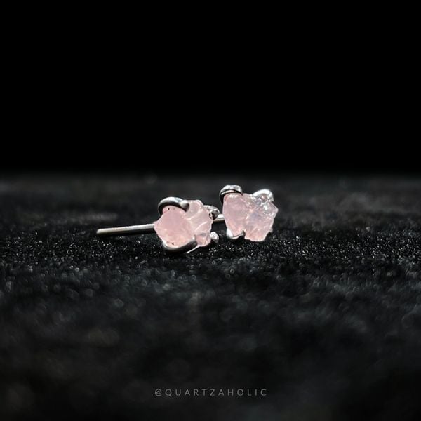  Bông Tai Stud Rose Quartz 