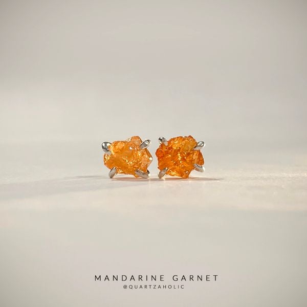  Bông Tai Stud Spessartine Garnet 