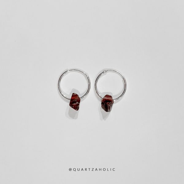  Bông Tai Hoop Garnet 