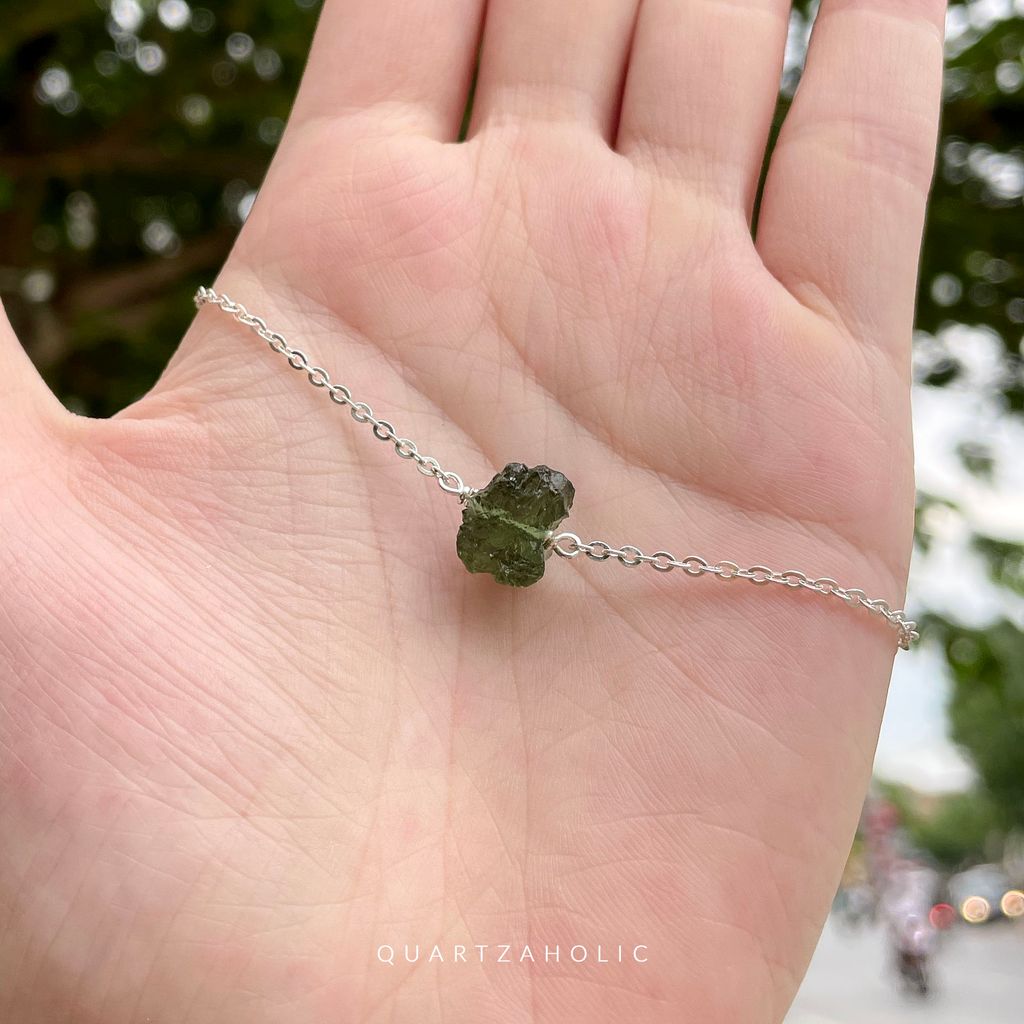 Vòng tay Line Moldavite x Herkimer Diamond