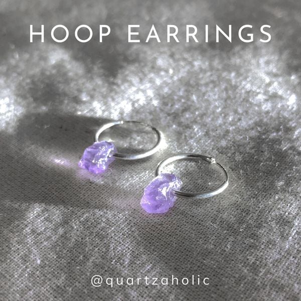  Bông Tai Hoop Amethyst 
