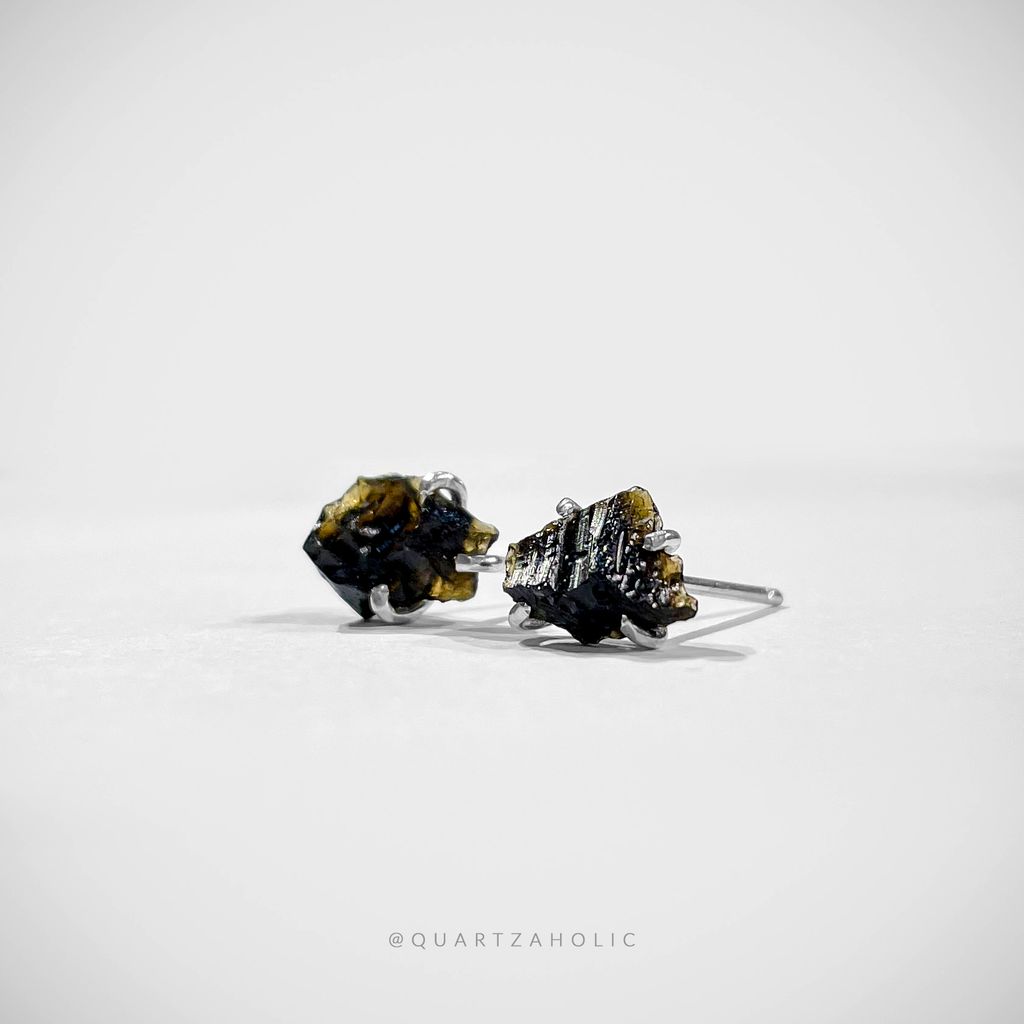 Bông Tai Stud Indochinite Tektite