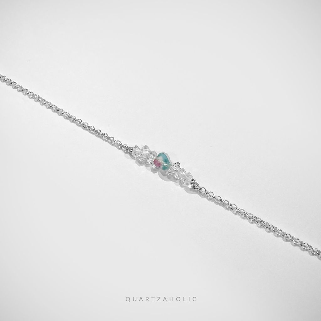 Vòng tay Line Watermelon Tourmaline x Herkimer Diamond
