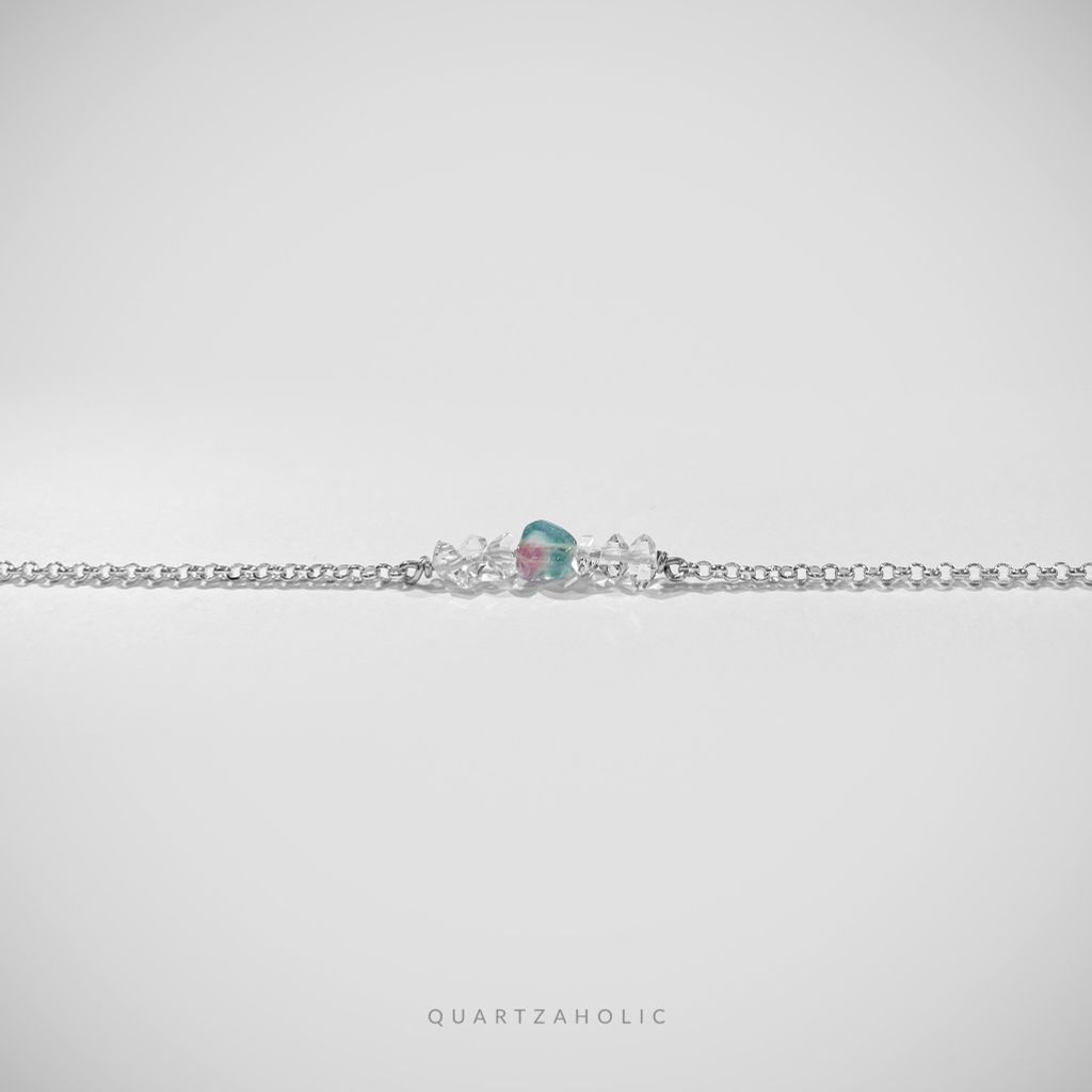 Vòng tay Line Watermelon Tourmaline x Herkimer Diamond