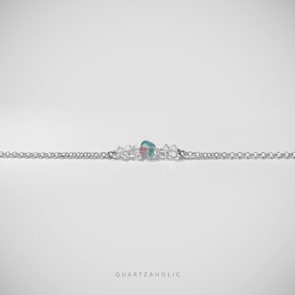  Vòng tay Line Watermelon Tourmaline x Herkimer Diamond 