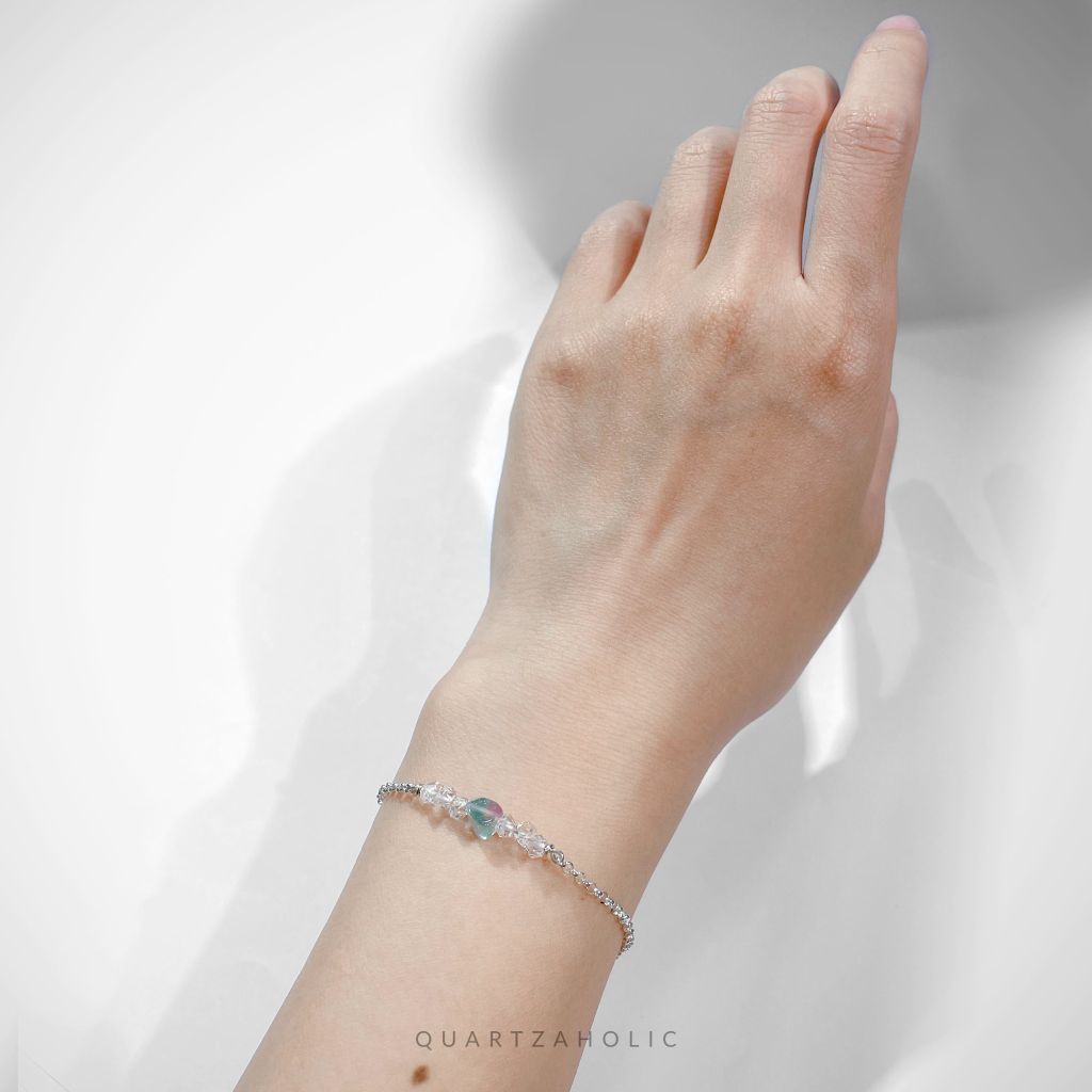 Vòng tay Line Watermelon Tourmaline x Herkimer Diamond
