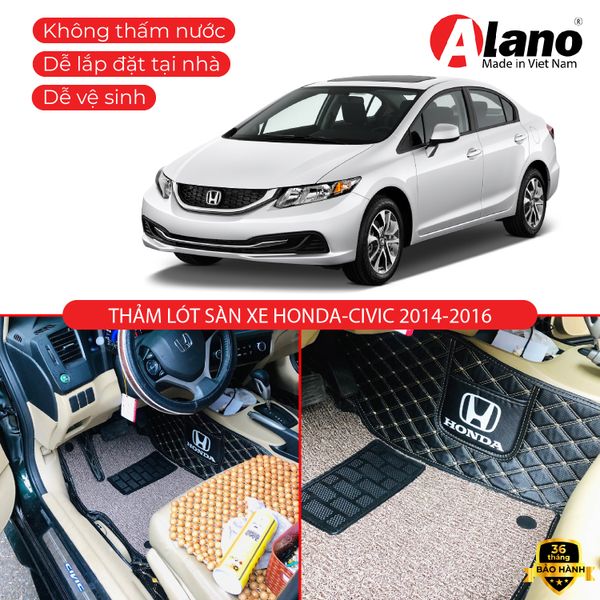 HONDA CIVIC 2014 - 2016 - Thảm Lót Sàn Xe Ô Tô Da 5D 6D Cao Cấp