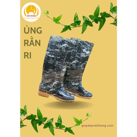 Ủng bảo hộ rằn ri cao cấp - Ủng đi mưa - Chống bám dính, chống trơn trượt - Nhựa PVC tổng hợp - Việt Thắng