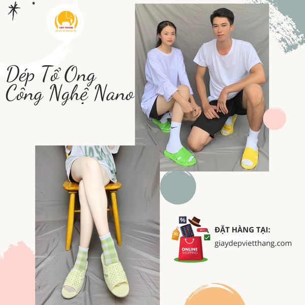 Dép Tổ Ong nhiều màu cao cấp Công Nghệ Nano thương hiệu Việt Thắng