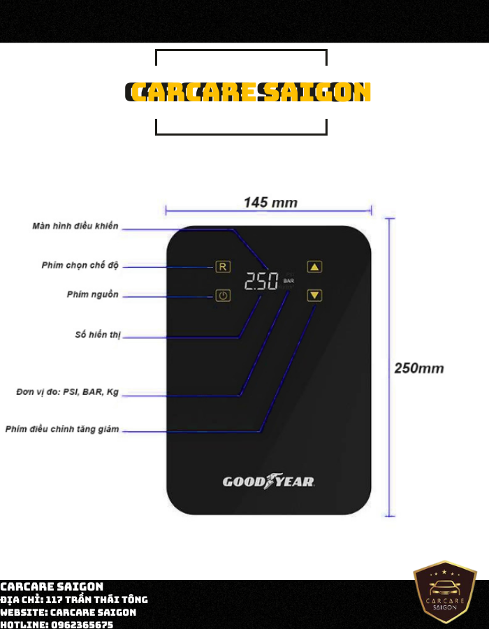 Máy bơm lốp ô tô GOODYEAR GY - 3302