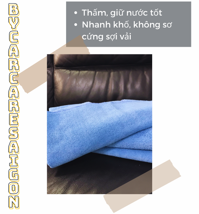 Khăn lau đa năng Microfiber màu xanh cực mềm mịn chuyên dùng cho xe ô tô