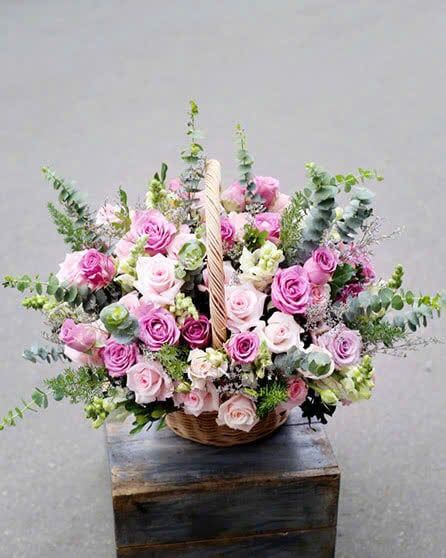 Giỏ Hoa Sắc Hồng Tím - HG43