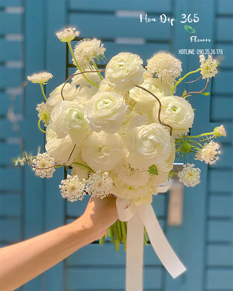 Bó Hoa cưới Cầm Tay Mao Lương Trắng - HC47