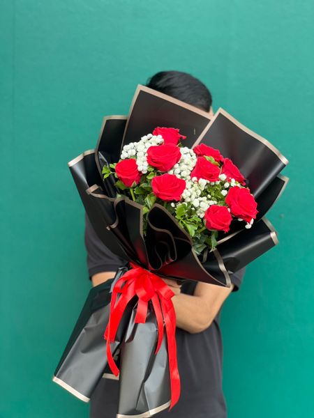 Hoa Hồng: Bó Hoa Hồng Đỏ 9 Hoa - HBD248 - Hoa Hồng 20/10