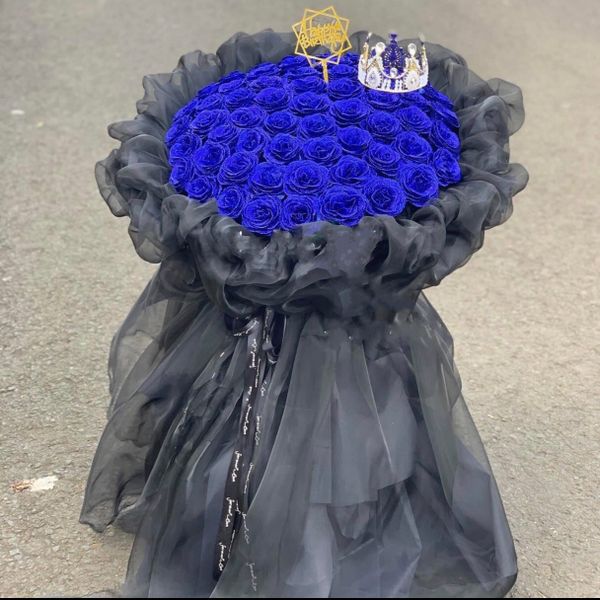 Mẫu Hoa Tươi Màu Xanh: Hy Vọng - HST24 - Bó Hoa Sáp Kim Tuyến Xanh 50 Bông