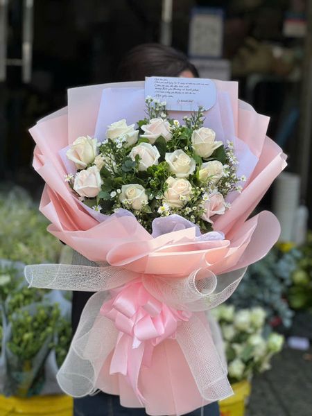 Bó Hoa 8/3 Tặng Vợ Đẹp Ý Nghĩa, Được Phái Nữ Yêu Thích Nhất: Bó Hoa Pastel Gentle Pink - HBD270