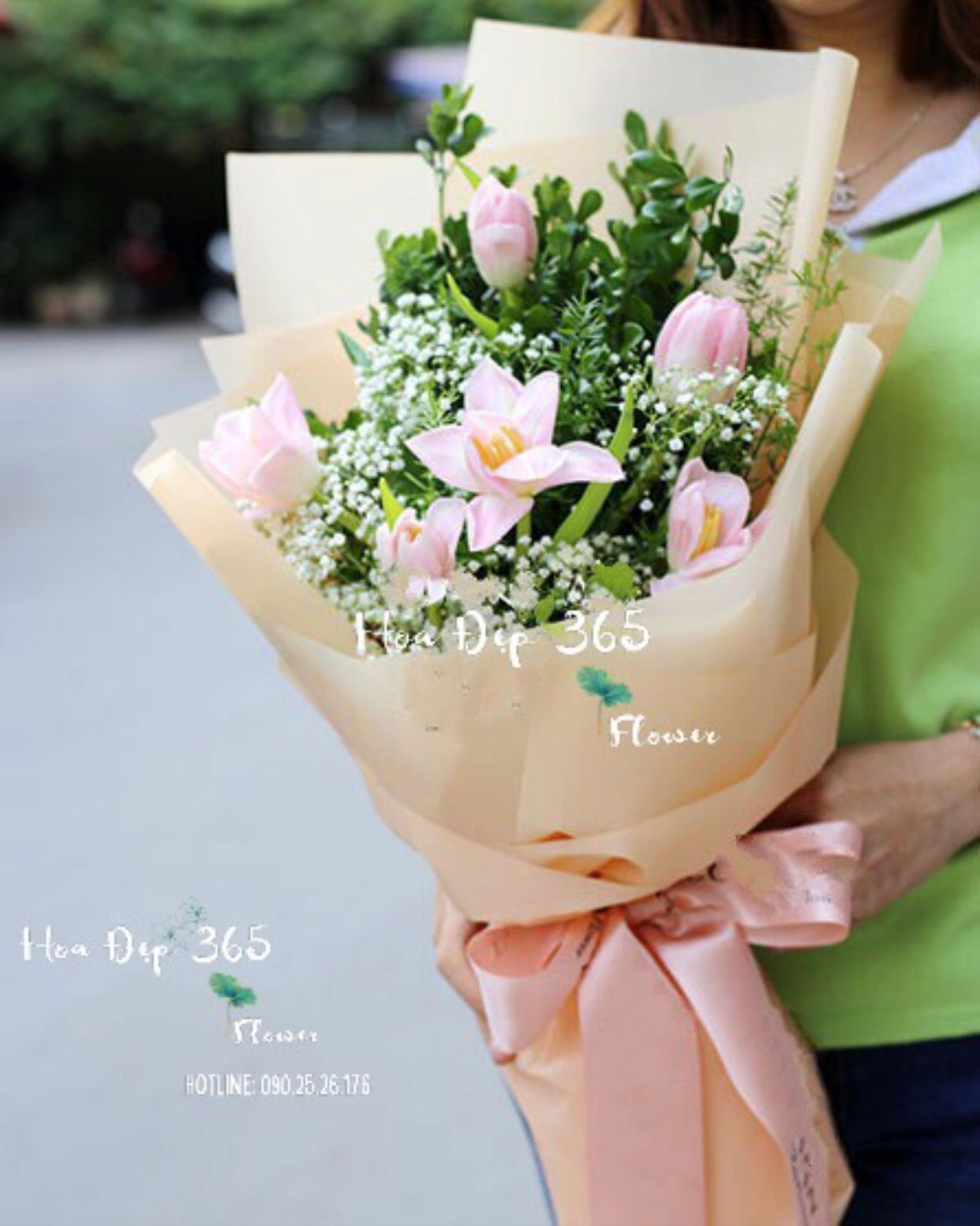  Bó Hoa Tulip Hồng - HBD63 