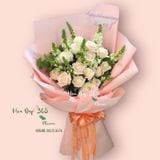  Hồng Tươi - HBD145 - Hoa Hồng 20/10 - Hoa Hồng Pastel và Hoa Mõm Sói 