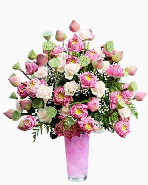 Bình Hoa Sen Hồng Tặng Mẹ