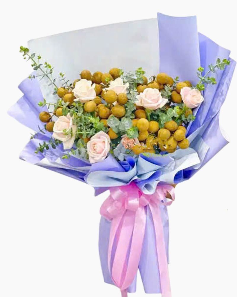  Bó Hoa Hồng Pastel Mix Trái Nhãn - TC48 