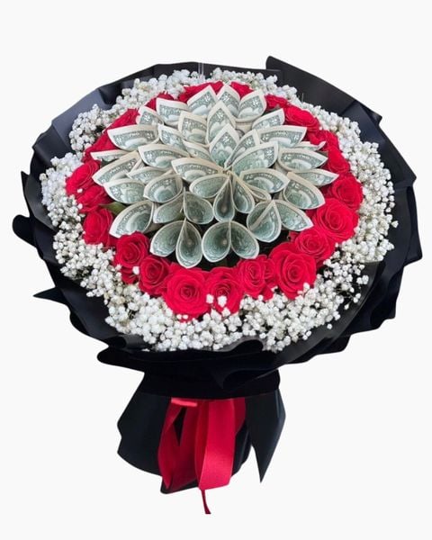 Mẫu Hoa Tươi Màu Xanh: Bó Hoa Tiền 20 tờ x 2$