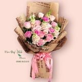  Thương Lắm - HBD187 - Hoa Hồng 20/10 - Hoa Hồng Dâu và Hoa Mõm Sói Hồng 