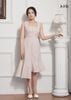 ĐẦM BODY MÀU KEM LA MỘC, LỤA CREP KOREA, CỔ VUÔNG, ĐUÔI CÁ