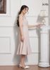 ĐẦM BODY MÀU KEM LA MỘC, LỤA CREP KOREA, CỔ VUÔNG, ĐUÔI CÁ