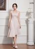 ĐẦM BODY MÀU KEM LA MỘC, LỤA CREP KOREA, CỔ VUÔNG, ĐUÔI CÁ