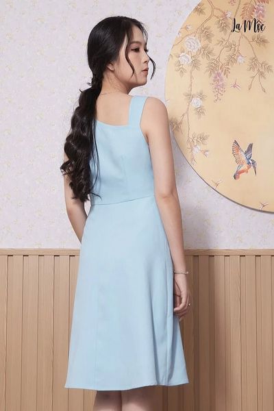 ĐẦM ÔM LỆCH VAI XANH DA TRỜI MAXIVIC, LỤA CREP KOREA, SÁT NÁCH