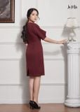 ĐẦM BODY MÀU ĐỎ LA MỘC, LỤA CREP KOREA, CỔ TIM, TAY LỬNG