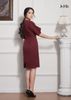 ĐẦM BODY MÀU ĐỎ LA MỘC, LỤA CREP KOREA, CỔ TIM, TAY LỬNG