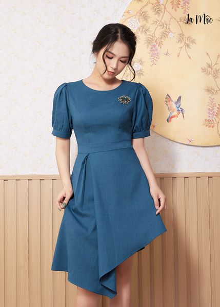 ĐẦM ÔM DÁNG XÒE MAXIVIC, TAY XẾP PHỒNG, LỤA CREP KOREA