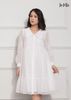 ĐẦM BABY DOLL TRẮNG LA MỘC, LỤA CREP KOREA KẾT HỢP CHIFFON, TAY DÀI, TÙNG XÒE GIẤU BỤNG