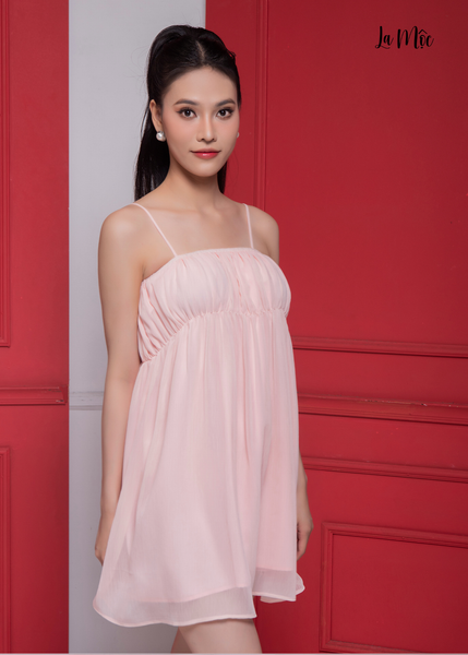 ĐẦM CHIFFON HỒNG PHẤN, 2 DÂY BABYDOLL, Maxivic