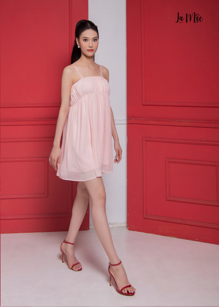 ĐẦM CHIFFON HỒNG PHẤN, 2 DÂY BABYDOLL, Maxivic