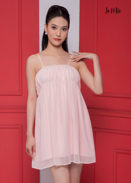 ĐẦM CHIFFON HỒNG PHẤN, 2 DÂY BABYDOLL, Maxivic