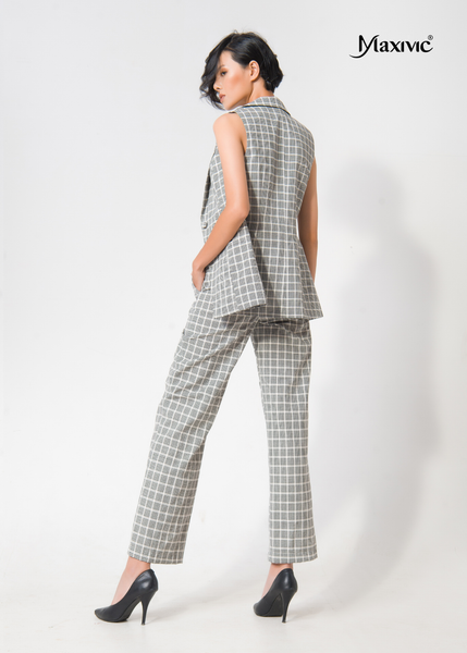 SET VEST CARO LINEN, ÁO BRA 2 DÂY MAXIVIC