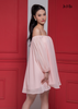ĐẦM CHIFFON HỒNG PHẤN BABYDOLL TRỄ VAI , LA MỘC