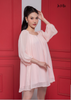 ĐẦM CHIFFON HỒNG PHẤN BABYDOLL TRỄ VAI , LA MỘC