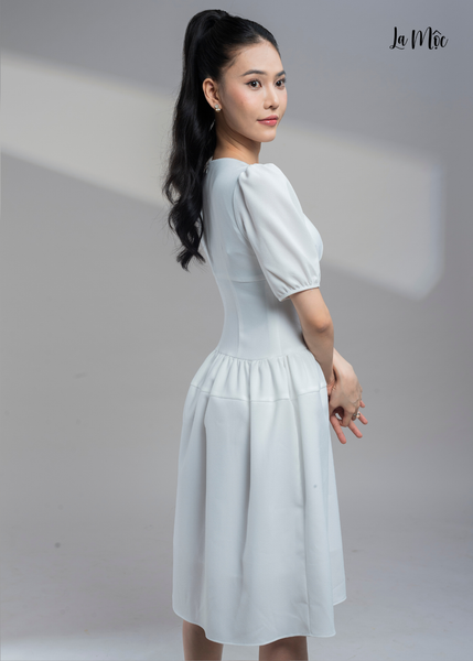 ĐẦM CREP TRẮNG TÙNG PHỒNG MAXIVIC