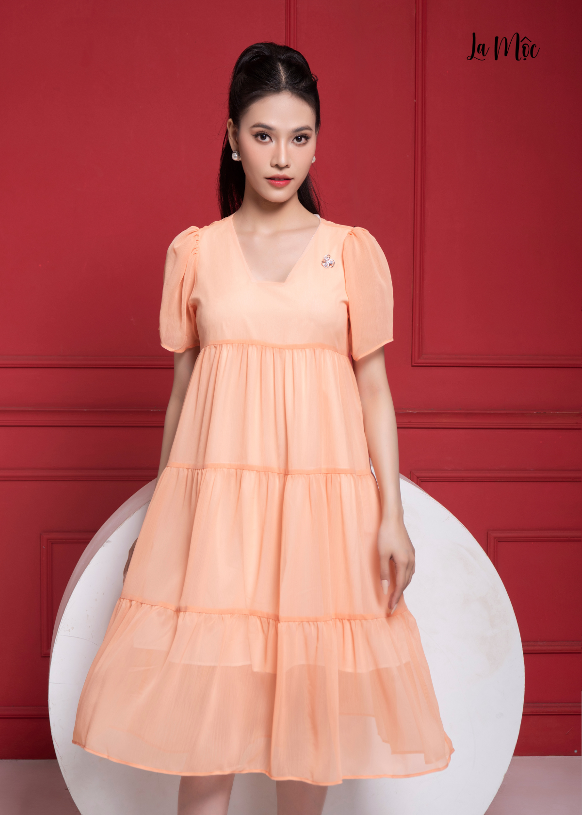  ĐẦM CHIFFON CAM, BABYDOLL 3 TẦNG, LA MỘC 