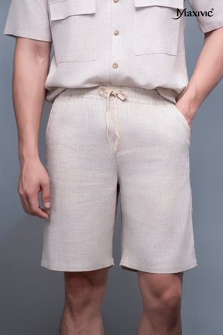 Quần nam linen be nhạt ngắn