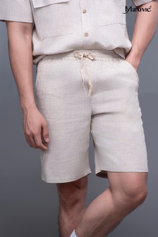 Quần nam linen be nhạt ngắn