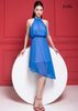 ĐẦM CỔ YÊM, CHIFFON KOREA XANH BIỂN, LA MỘC