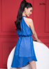 ĐẦM CỔ YÊM, CHIFFON KOREA XANH BIỂN, LA MỘC